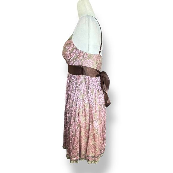 Vintage Y2K Necessary Objects Pink Floral Lace Slip Dress Satin Bow Detail Small - Picture 3 of 10